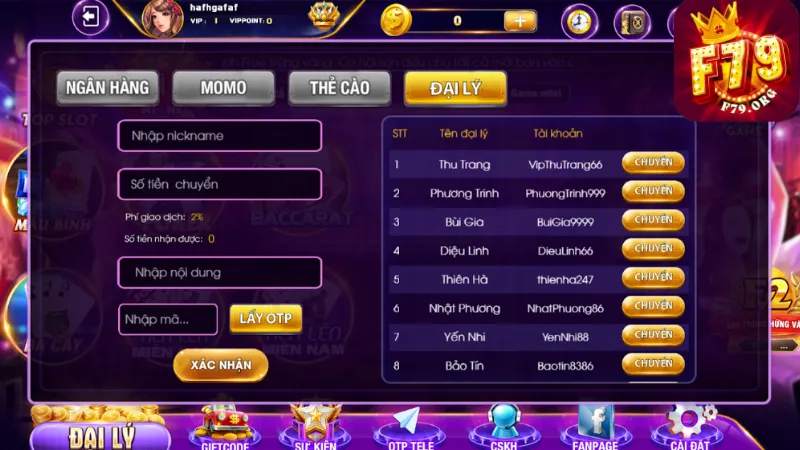 Điều khoản nạp và rút tiền trên cổng game F79