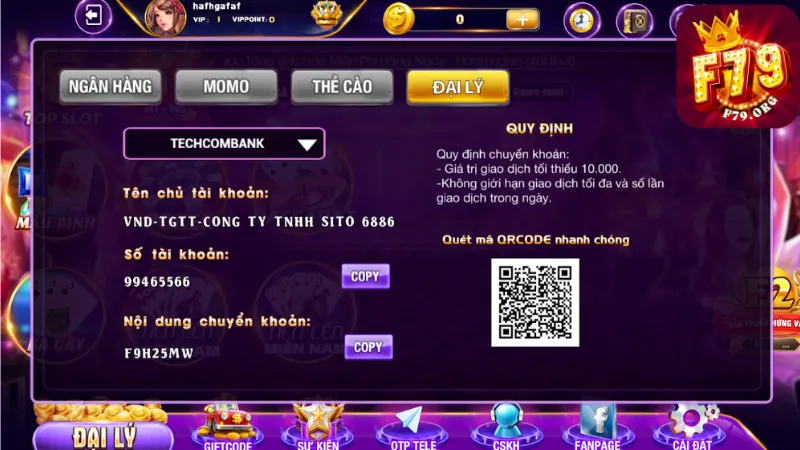 Hướng dẫn nạp tiền vào cổng game F79 trong 5 phút